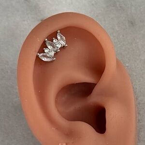 Silver Crystal Tear Drop Crown Cartilage Earring 

Brand New